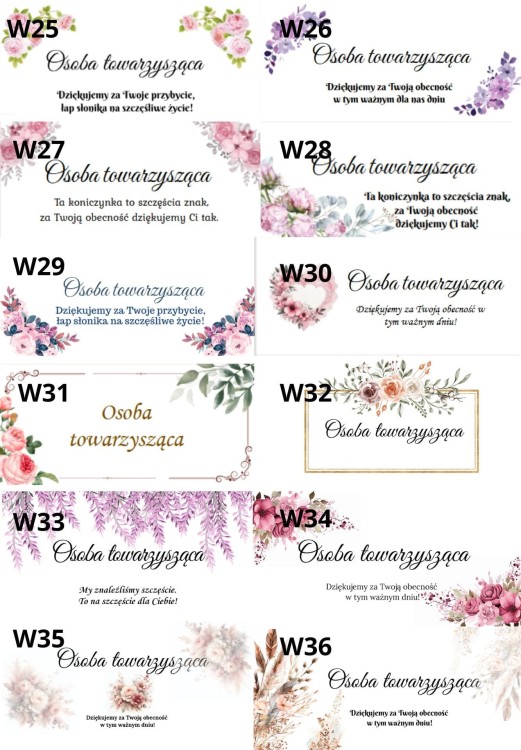 wzory podziękowań