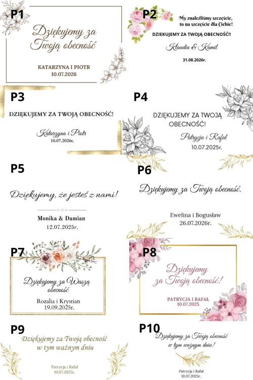 wzory podziękowań