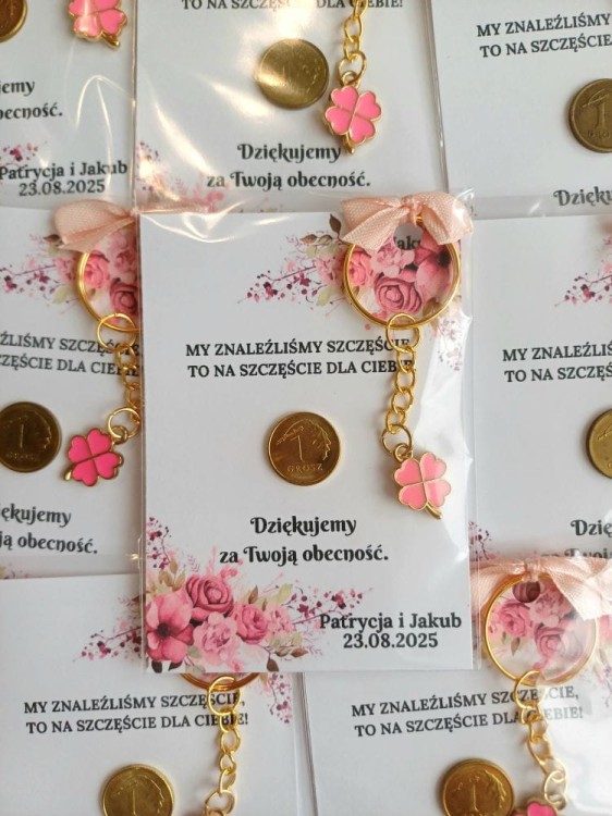 breloczek i grosik z podziękowaniem