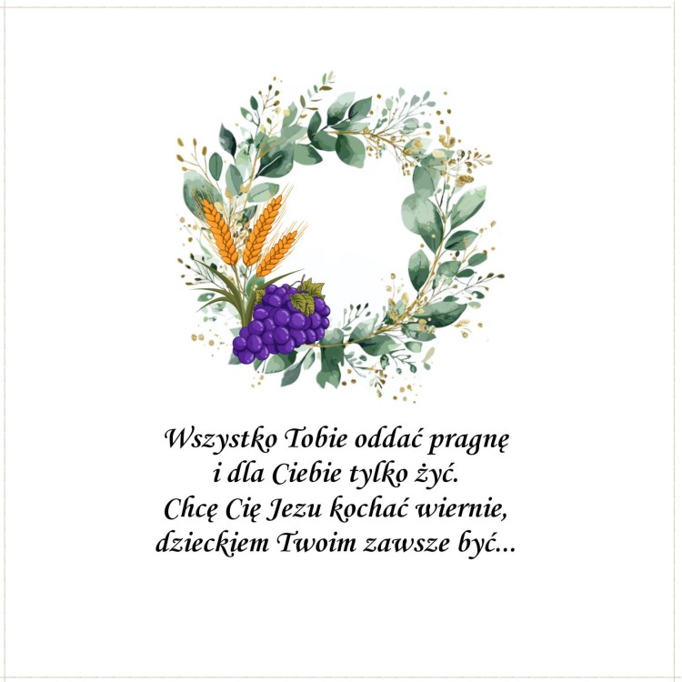 wnętrze zaproszenia komunia święta