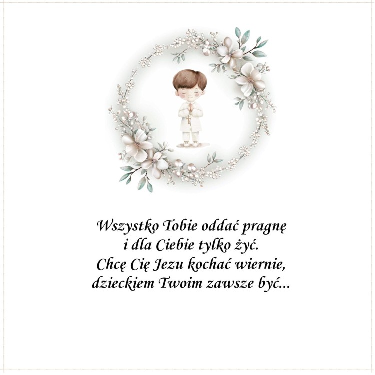 wnętrze zaproszenia komunia