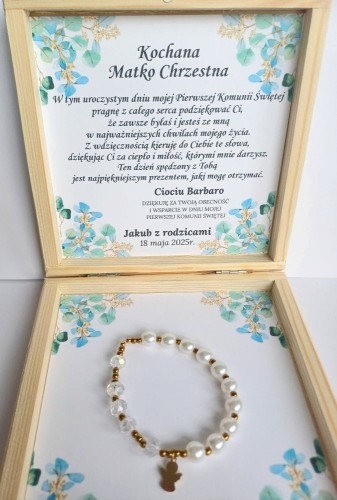 bransoletka różaniec w pudełku