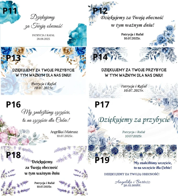 wzory podziękowań